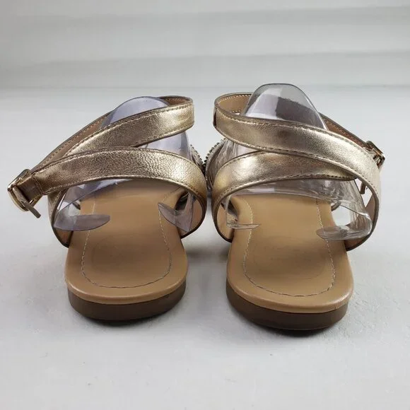 Jack Rogers Hannah Strappy Sandal Womens 9 Gold Leather Ankle Strap Open Toe - Picture 9 of 15